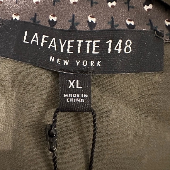 Lafayette 148 New York Scottie Boundless-Buds Long-Sleeve Silk Blouse XL NWT - Picture 4 of 11